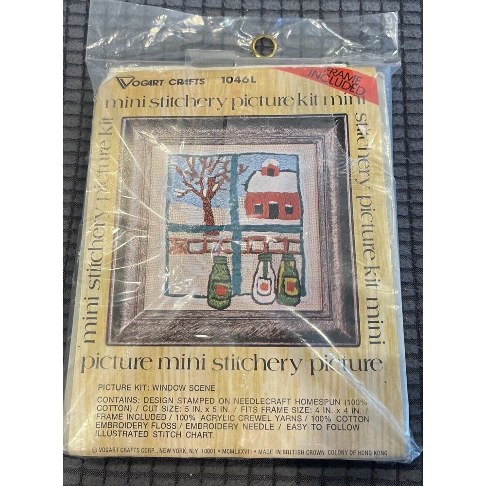 Vogart Crafts "Window Scene” Mini Picture Kit 4”x 4” Crossstitch/Crewel 1046L